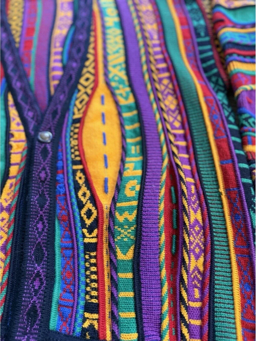 vintage Emaroo Australia 3D rainbow cardigan COOGI style Aztec Pattern Sz XL